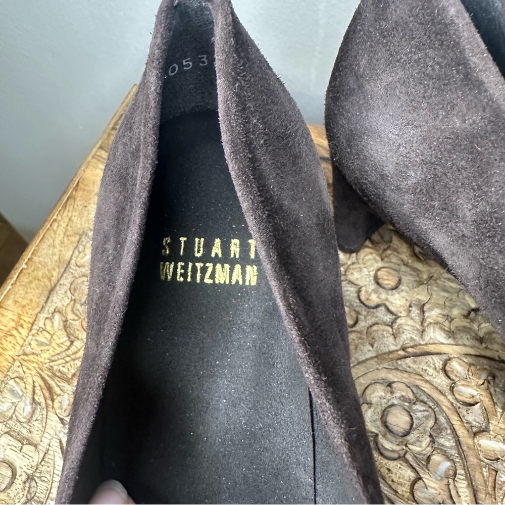 Stuart Weitzman Power Block Chocolate Brown Pump Sz7.5 - Picture 5 of 7